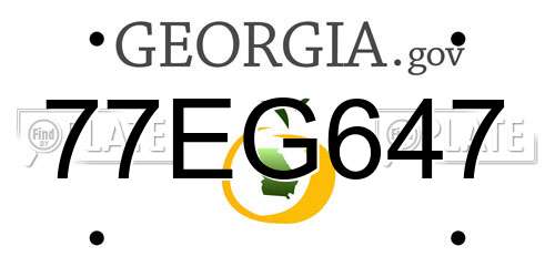 77EG647 Georgia License Plate