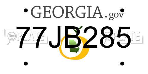 77JB285 Georgia License Plate