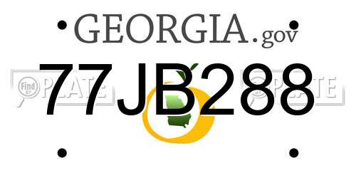 77JB288 Georgia License Plate