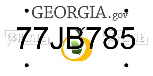 77JB785 Georgia License Plate