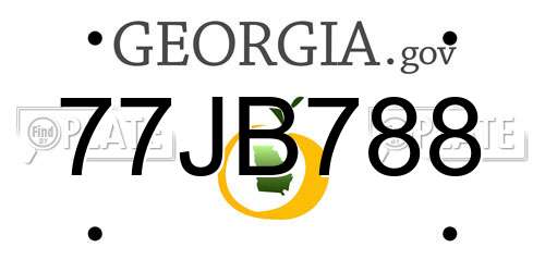 77JB788 Georgia License Plate