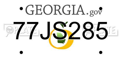 77JS285 Georgia License Plate