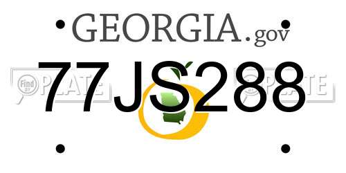 77JS288 Georgia License Plate