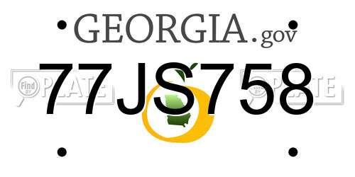 77JS758 Georgia License Plate