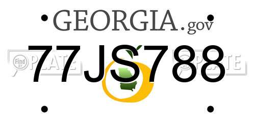 77JS788 Georgia License Plate