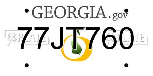 77JT760 Georgia License Plate
