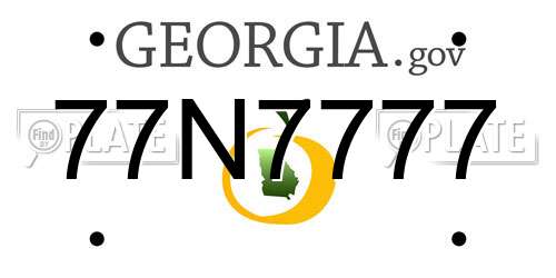 77N7777 Georgia License Plate