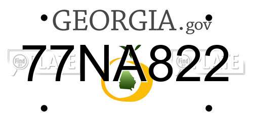 77NA822 Georgia License Plate