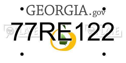 77RE122 Georgia License Plate