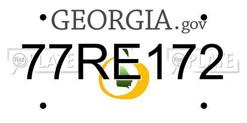 77RE172 Georgia License Plate