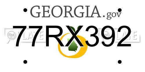 77RX392 Georgia License Plate