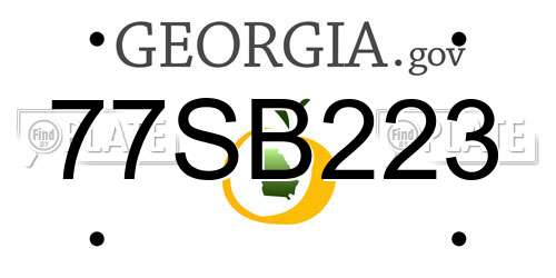 77SB223 Georgia License Plate