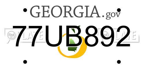 77UB892 Georgia License Plate