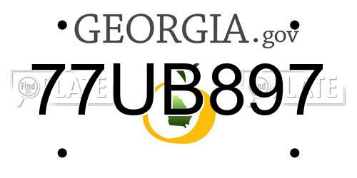 77UB897 Georgia License Plate