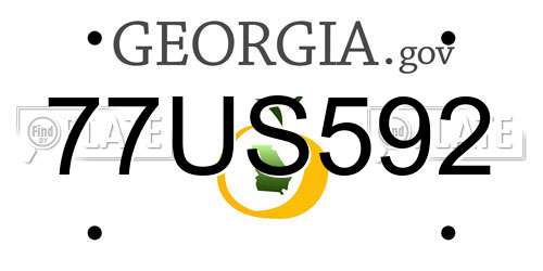77US592 Georgia License Plate