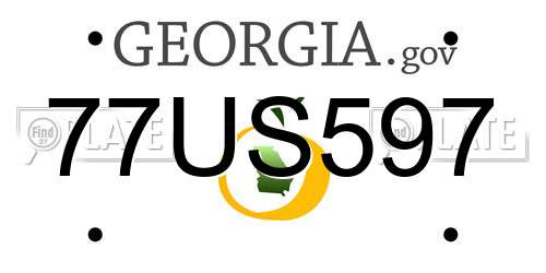 77US597 Georgia License Plate