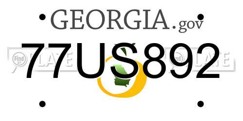 77US892 Georgia License Plate