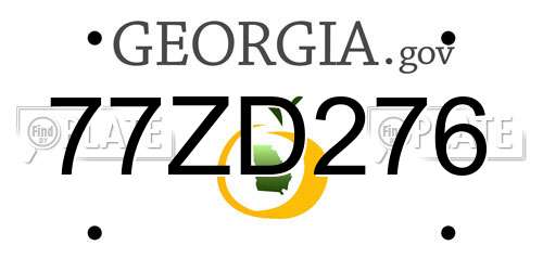 77ZD276 Georgia License Plate