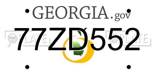 77ZD552 Georgia License Plate