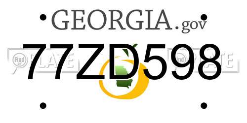 77ZD598 Georgia License Plate