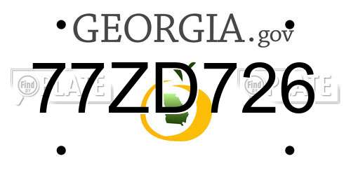 77ZD726 Georgia License Plate