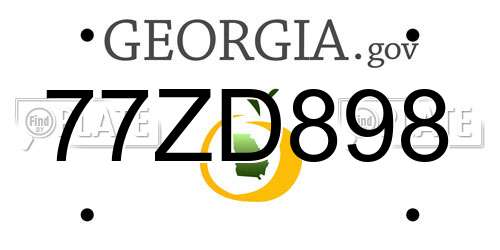77ZD898 Georgia License Plate