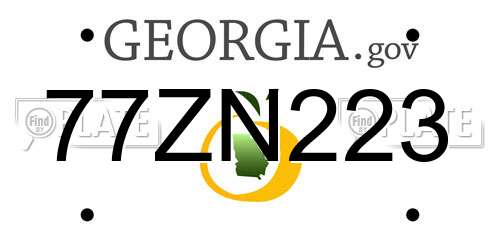 77ZN223 Georgia License Plate