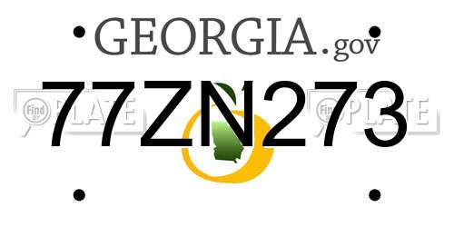 77ZN273 Georgia License Plate