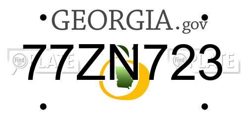 77ZN723 Georgia License Plate