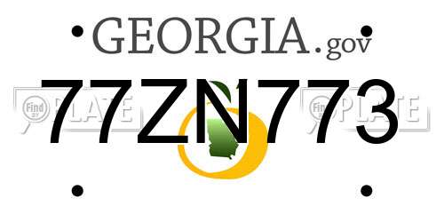 77ZN773 Georgia License Plate