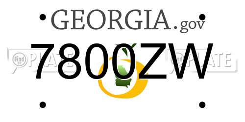 7800ZW Georgia License Plate
