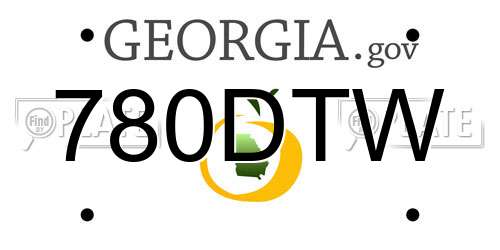 780DTW Georgia License Plate