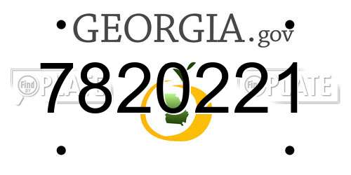 7820221 Georgia License Plate
