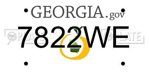 7822WE Georgia License Plate