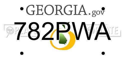 782PWA Georgia License Plate