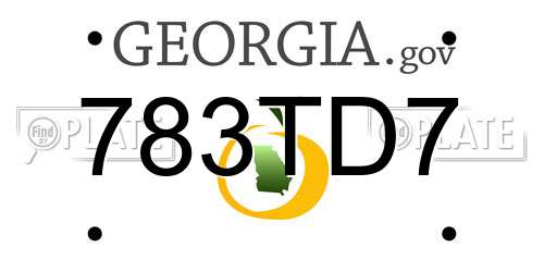783TD7 Georgia License Plate