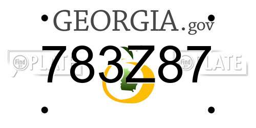 783Z87 Georgia License Plate