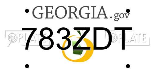 783ZDT Georgia License Plate