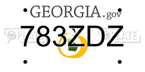 783ZDZ Georgia License Plate