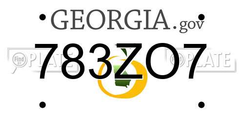 783ZO7 Georgia License Plate