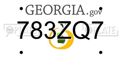783ZQ7 Georgia License Plate