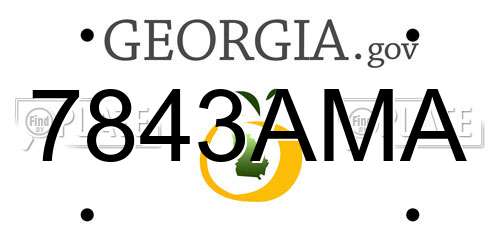 7843AMA Georgia License Plate