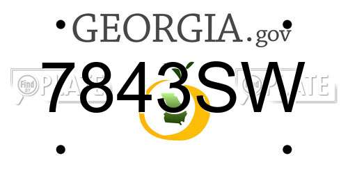 7843SW Georgia License Plate