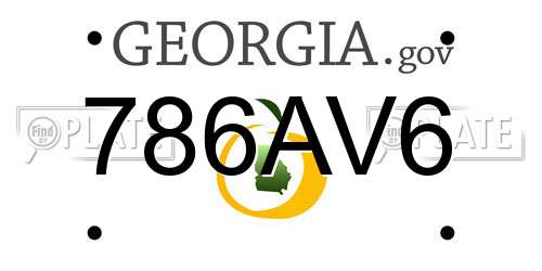 786AV6 Georgia License Plate