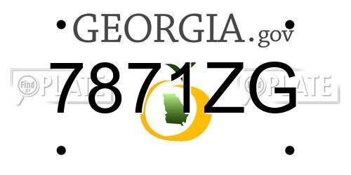 7871ZG Georgia License Plate
