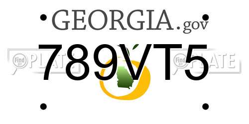 789VT5 Georgia License Plate