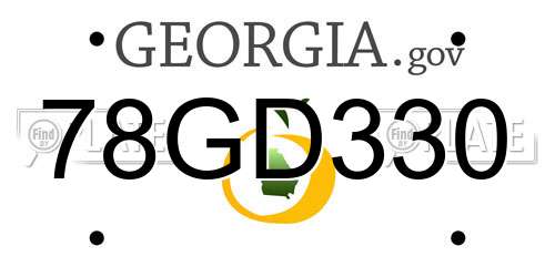 78GD330 Georgia License Plate