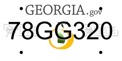 78GG320 Georgia License Plate