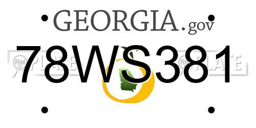 78WS381 Georgia License Plate