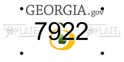 7922 Georgia License Plate